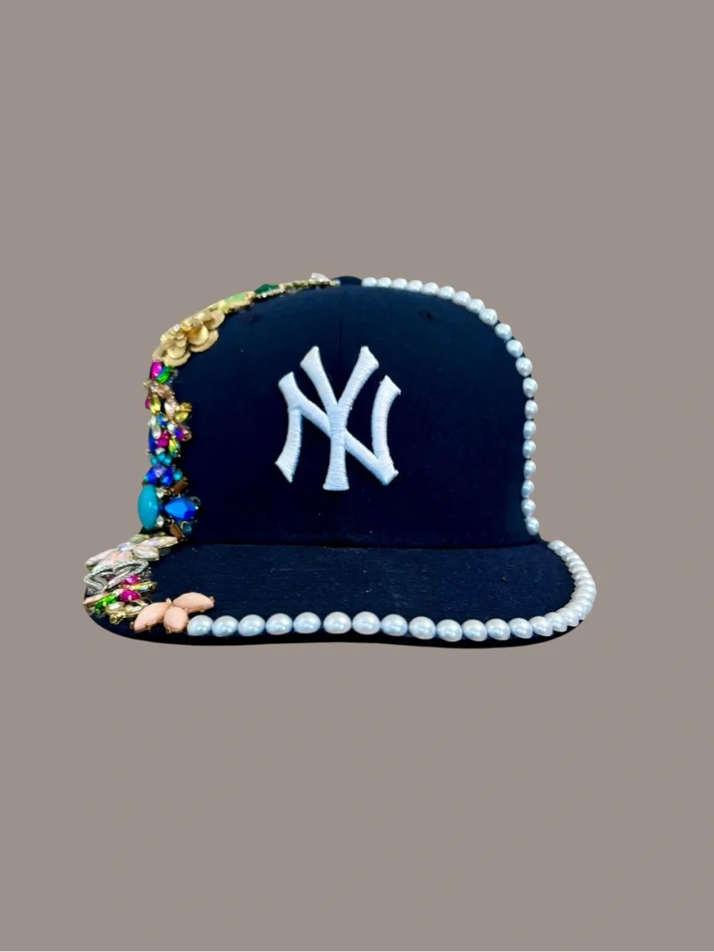 New Era Navy Pearl-Trim NY Embellished Baseball Cap